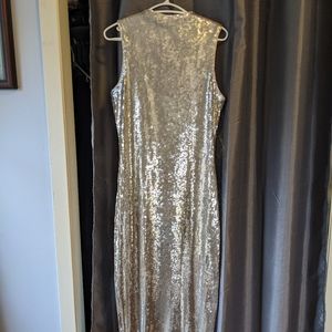 Silver sequined Zara Knit dress, Medium